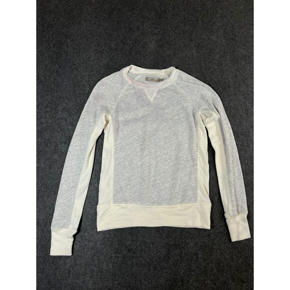 Nation LTD by Jen Menchaca Grey Heather Cream Colorblock Sweatshirt XS